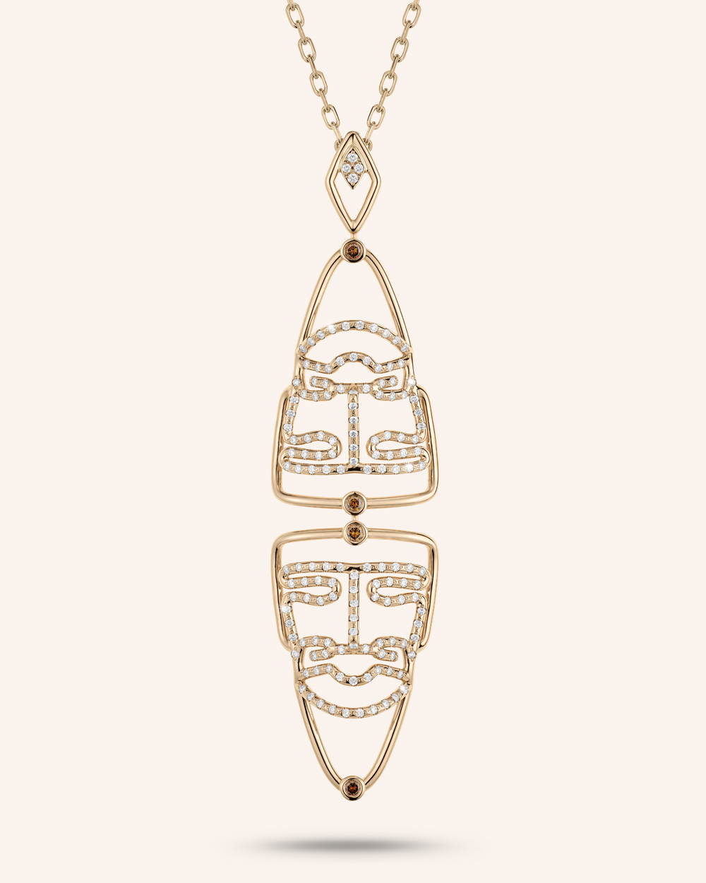 "The Double Warrior" Necklace "Cognac" Diamonds